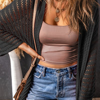 Openwork Open Front Long Sleeve Cardigan