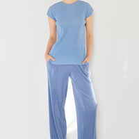 Marina West Swim Rib Pleated Elastic-Waist Wide Leg Pants