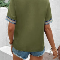 Full Size V-Neck Short Sleeve Blouse