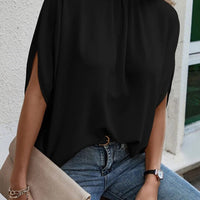 Tie Back Slit Half Sleeve Blouse