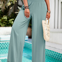 Smocked Wide Leg Pants with Pockets