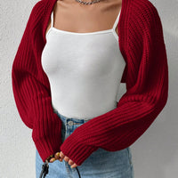 Honey Open Front Long Sleeve Cropped Cardigan