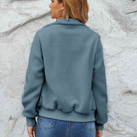 Zip Up Collared Neck Long Sleeve Jacket