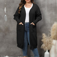 Plus Size Long Sleeve Pocketed Cardigan
