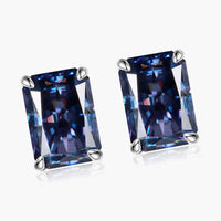Midnight Mystique 2 Carat Rectangle Moissanite 4-Prong Stud Earrings