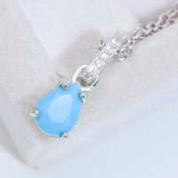 Teardrop Turquoise 4-Prong Pendant Necklace