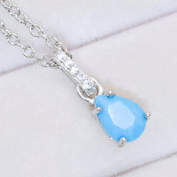 Teardrop Turquoise 4-Prong Pendant Necklace
