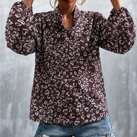 Printed Tie Neck Puff Sleeve Blouse