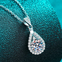 Shining Tear 2 Carat Moissanite Teardrop Pendant 925 Sterling Silver Necklace
