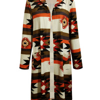 Geometric Hooded Cardigan with Pockets