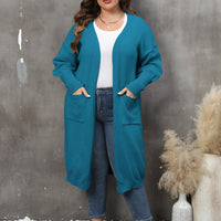 Plus Size Long Sleeve Pocketed Cardigan