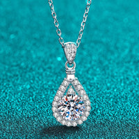 Shining Tear 2 Carat Moissanite Teardrop Pendant 925 Sterling Silver Necklace