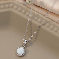 Opal Round Pendant Chain Necklace
