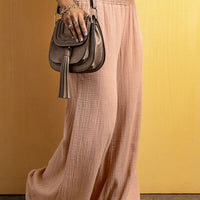 Smocked Waist Texture Wide Leg Pants