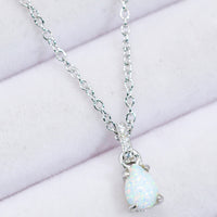 Opal Pendant 925 Sterling Silver Chain-Link Necklace