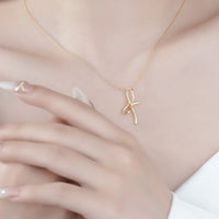 Zircon Bow Pendant Necklace
