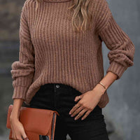 Turtleneck Rib-Knit Sweater