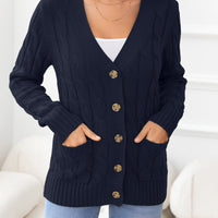 Work to Vacay Button Down Cable-Knit Cardigan