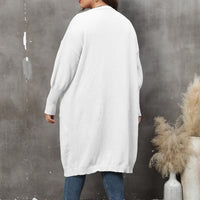 Plus Size Long Sleeve Pocketed Cardigan