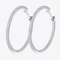 Inlaid Moissanite 925 Sterling Silver Hoop Earrings
