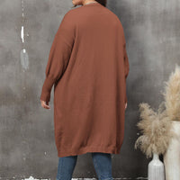 Plus Size Long Sleeve Pocketed Cardigan