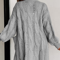 Cable-Knit Dropped Shoulder Cardigan