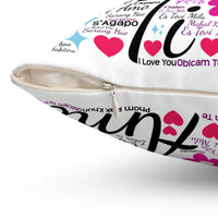 I Love You In Different Languages 2 Polyester Square Pillow