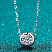 Moissanite Round Pendant Chain Necklace