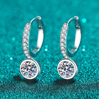 Princessita 1 Carat Moissanite Rhodium-Plated Drop Earrings