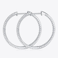 Inlaid Moissanite 925 Sterling Silver Hoop Earrings