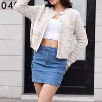 Button Up Round Neck Cardigan