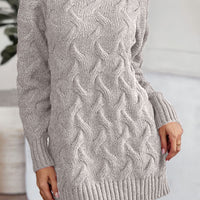 Cable-Knit Turtleneck Sweater Dress