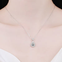 Shining Tear 2 Carat Moissanite Teardrop Pendant 925 Sterling Silver Necklace