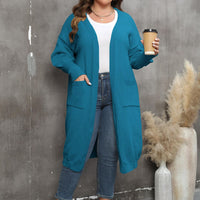Plus Size Long Sleeve Pocketed Cardigan