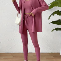 Cami, Open Front Cardigan, and Pants Set