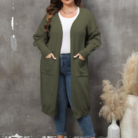 Plus Size Long Sleeve Pocketed Cardigan
