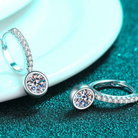 Princessita 1 Carat Moissanite Rhodium-Plated Drop Earrings