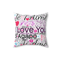 I Love You In Different Languages 2 Polyester Square Pillow