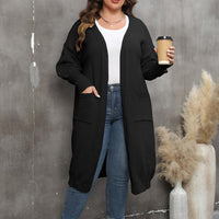 Plus Size Long Sleeve Pocketed Cardigan