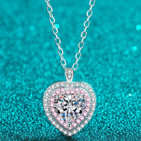 First Crush Blush 925 Sterling Silver 1 Carat Moissanite Heart Pendant Necklace