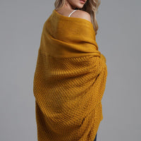 Modern Lady of Elegance Dolman Sleeve Open Front Ribbed Trim Longline Cardigan