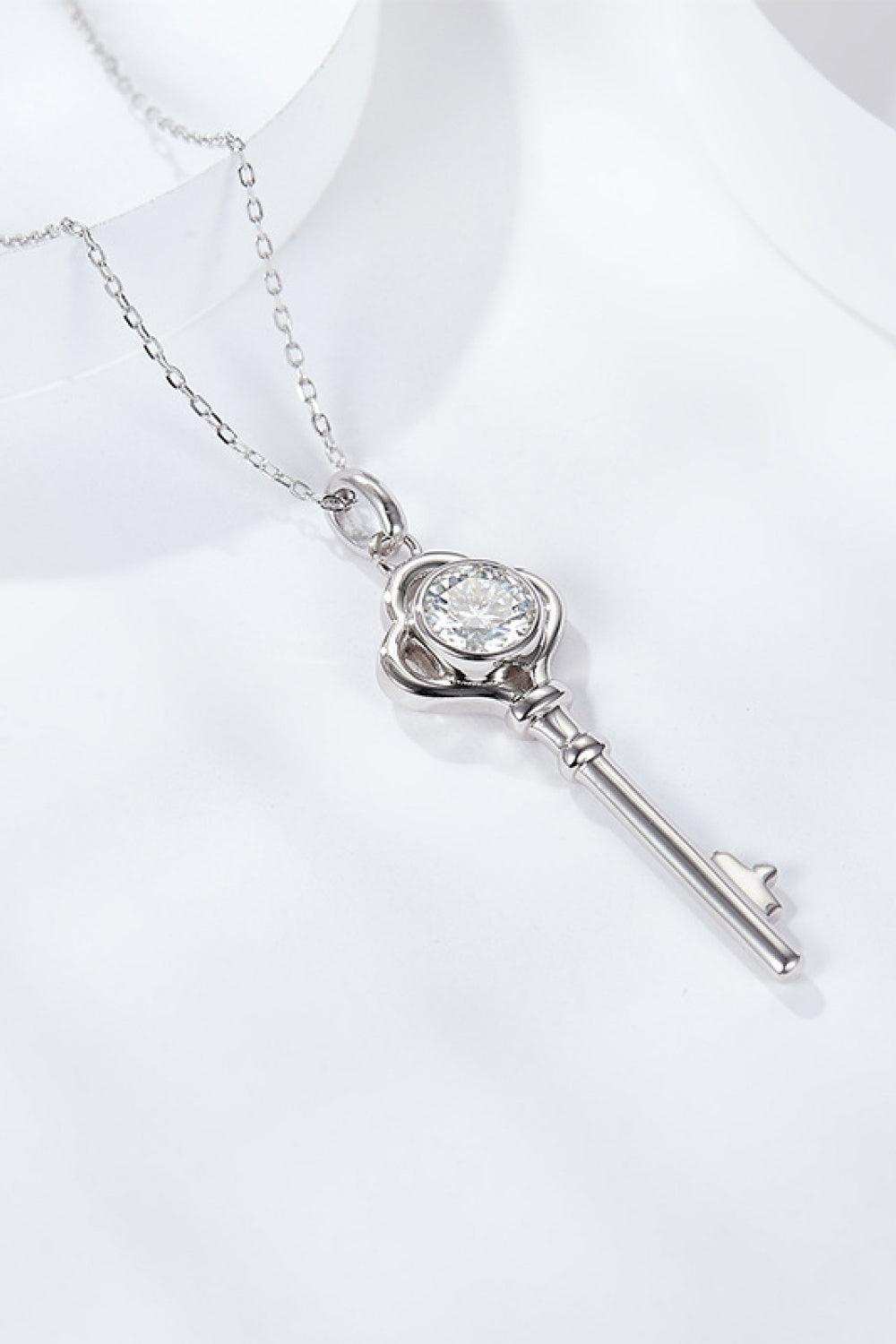 Path to Peace 925 Sterling Silver 1 Carat Moissanite Key Pendant Necklace