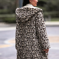 Leopard Hooded Coat with Pockets