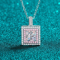 Music Box 1 Carat Moissanite Square Pendant Chain Necklace