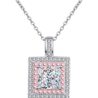 Music Box 1 Carat Moissanite Square Pendant Chain Necklace