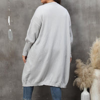 Plus Size Long Sleeve Pocketed Cardigan