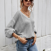 V-Neck Dropped Shoulder Sweater