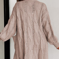 Cable-Knit Dropped Shoulder Cardigan