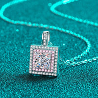 Music Box 1 Carat Moissanite Square Pendant Chain Necklace