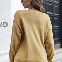 Cable-Knit V-Neck Sweater